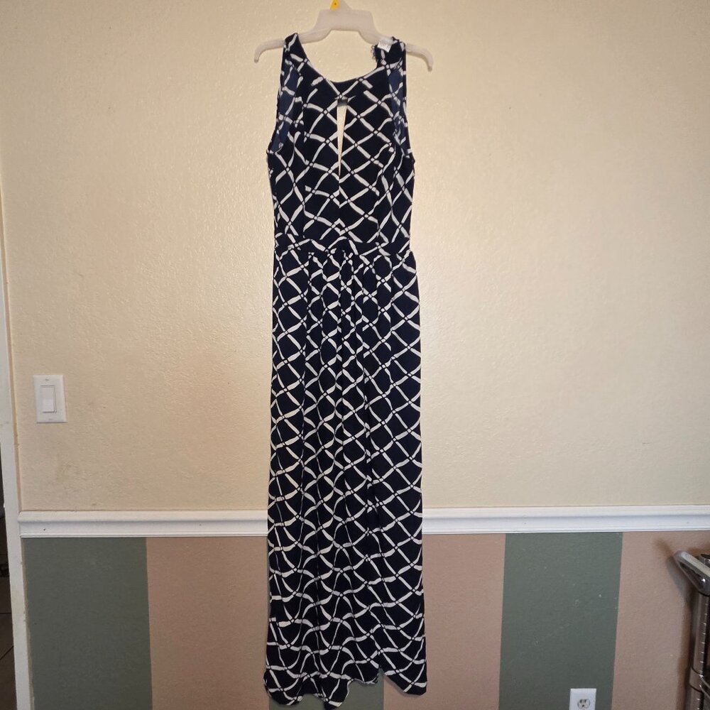 A'gaci Women's Large Long Black and White Striped Dress